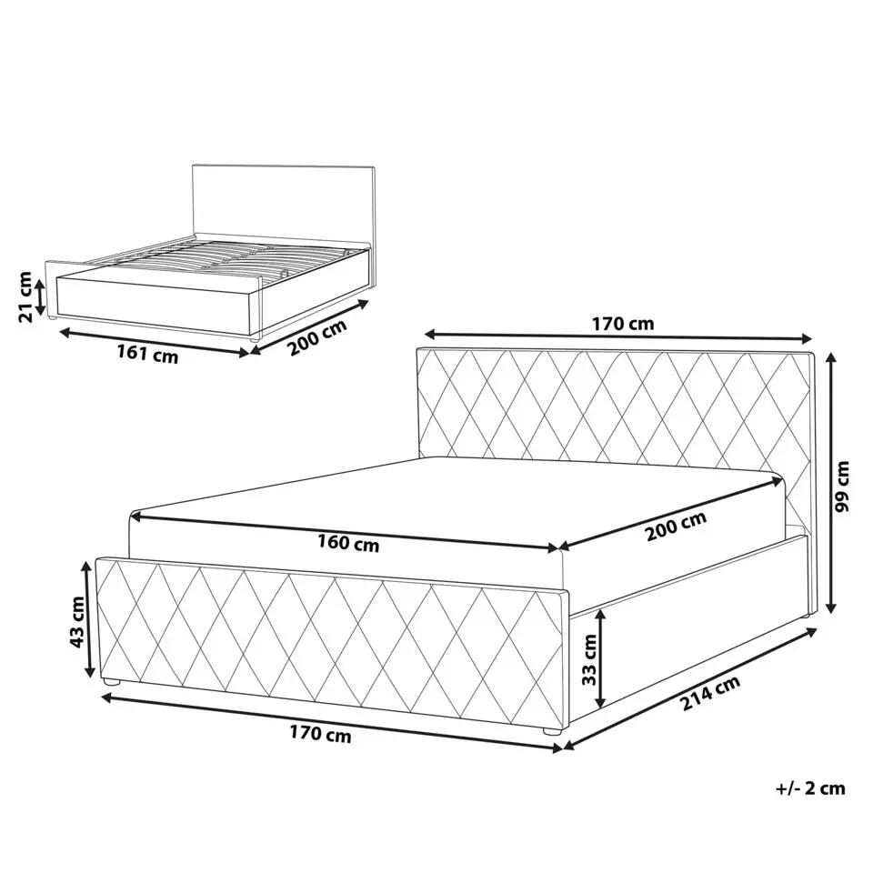 ROCHEFORT - Tweepersoonsbed - Roze - 160 x 200 cm - Fluweel