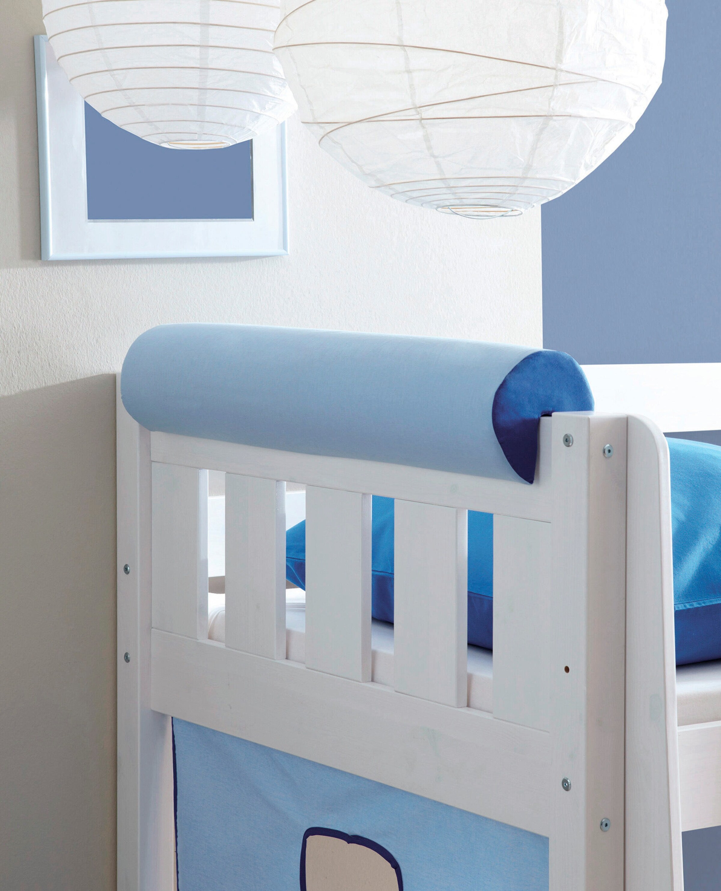 Ticaa Kinder Nackenrolle für Hochbett mit Farbauswahl Hellblau-Dunkelblau