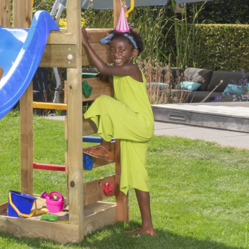 Speeltoestel Jungle Gym Patio met blauwe glijbaan van douglashout