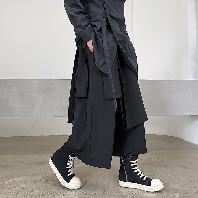 ravewider - Cropped onregelmatige wijde broek