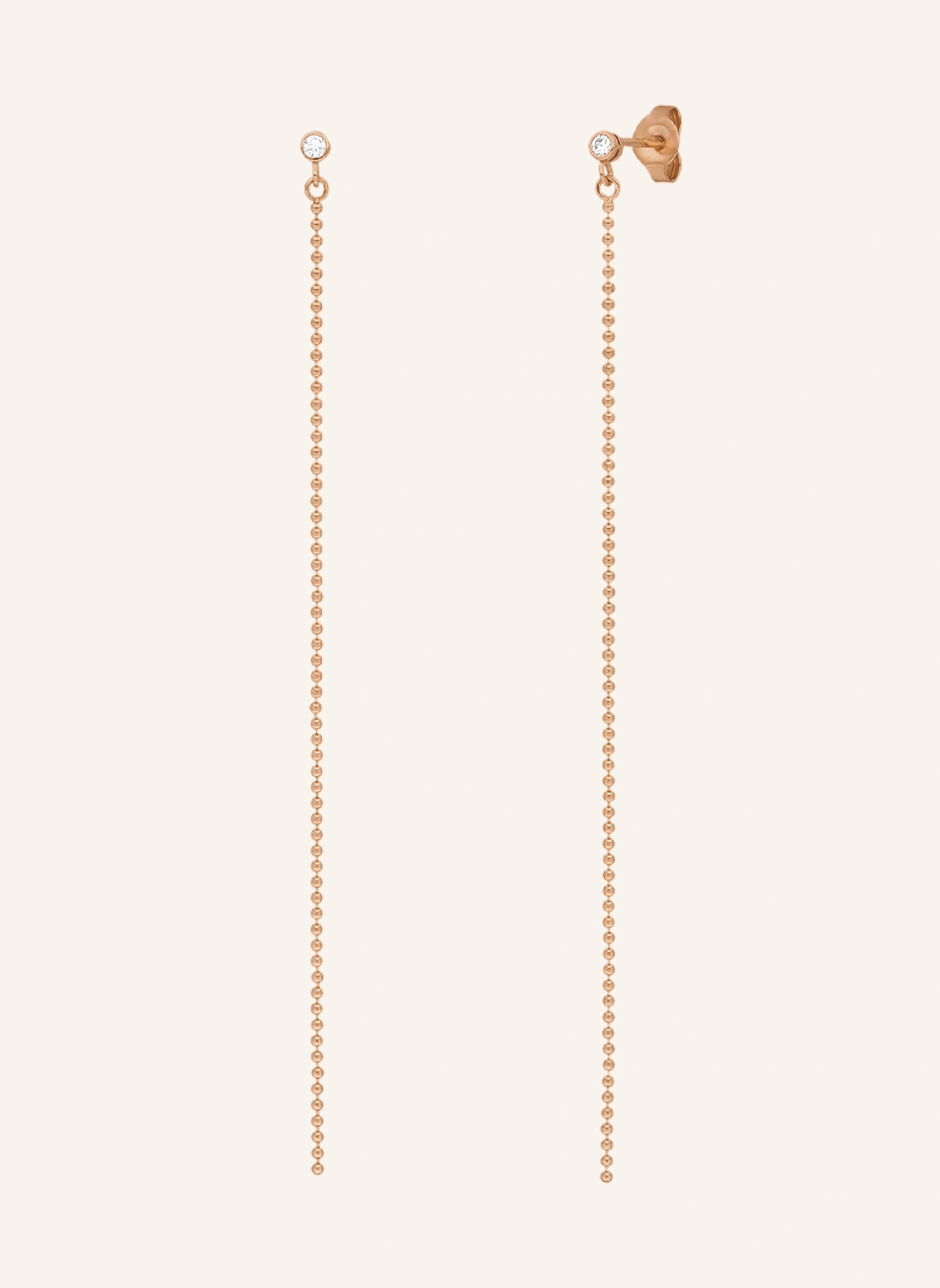 Leaf Ohrstecker MY FIRST DIAMOND - Ball Chain aus 14 Karat Rosegold