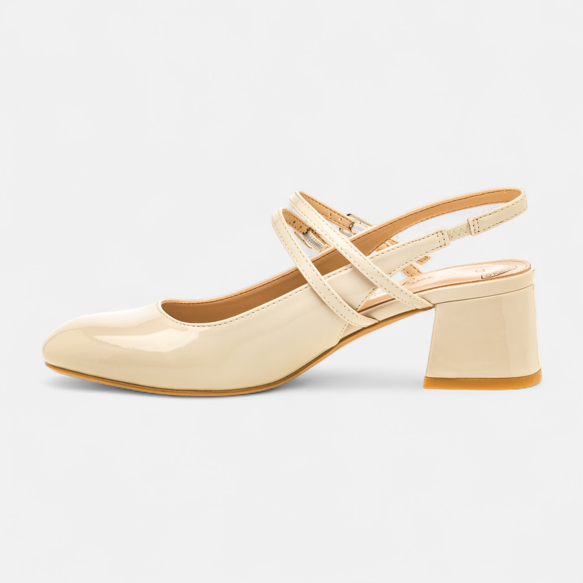 Escarpins avec bride arrière à talon Femme beige