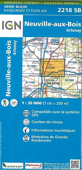 IGN - 2218 SB NEUVILLE AUX BOIS ARTENAY 1 25 000