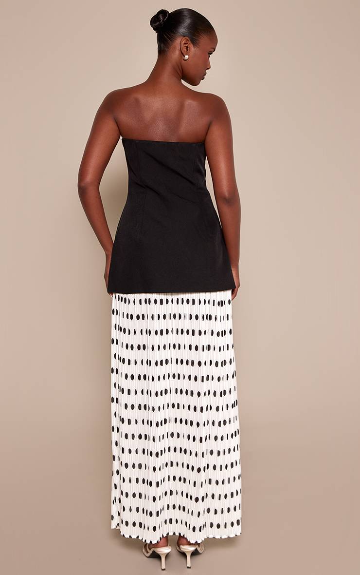 Monochrome Robe Maxi Noire À Pois Plissée Avec Taille Basse