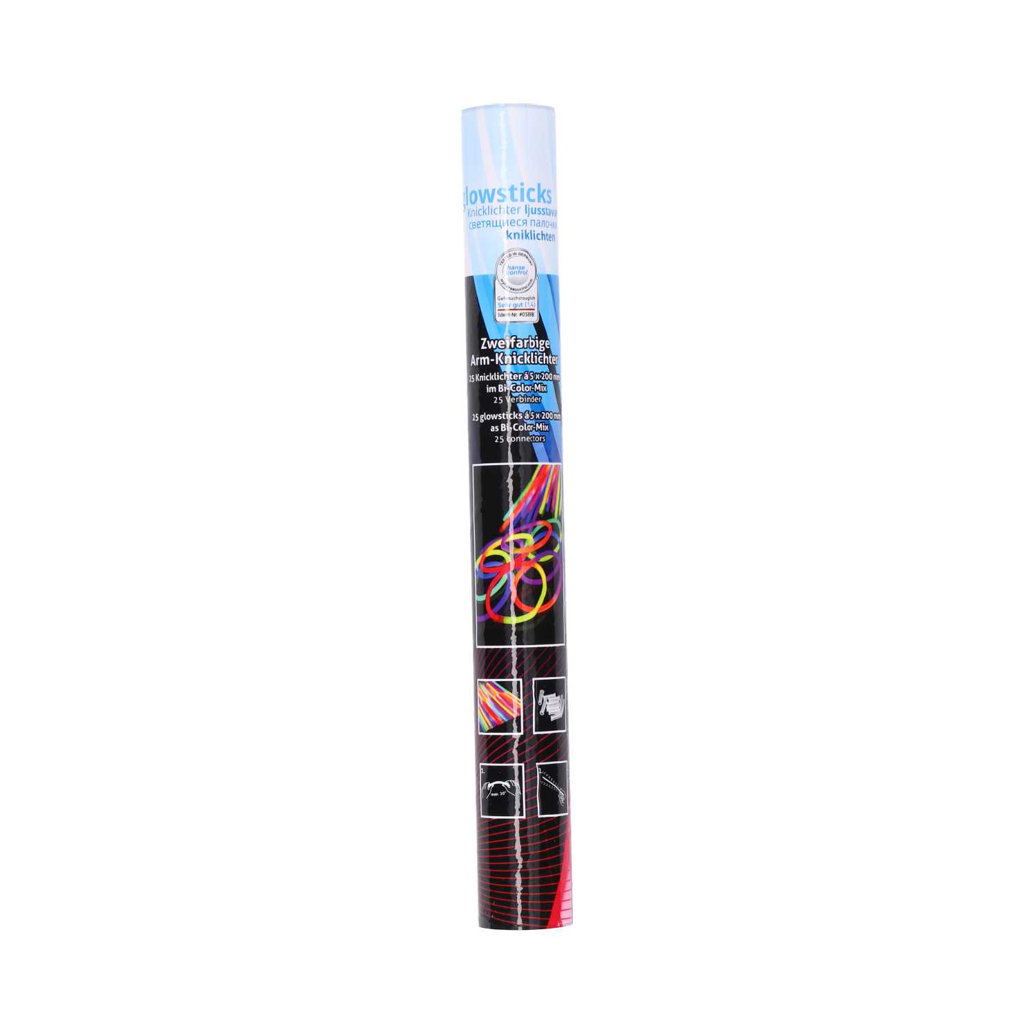 Arm-Knicklichter bicolor mit Verbinder 25er