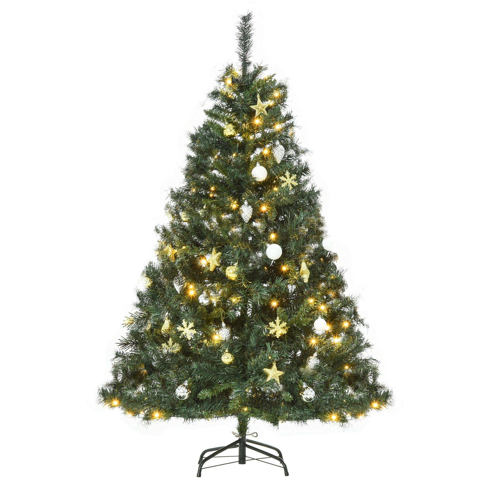 HOMCOM Künstlicher Weihnachtsbaum mit 120 LEDs grün 95 x 150 cm (ØxH)