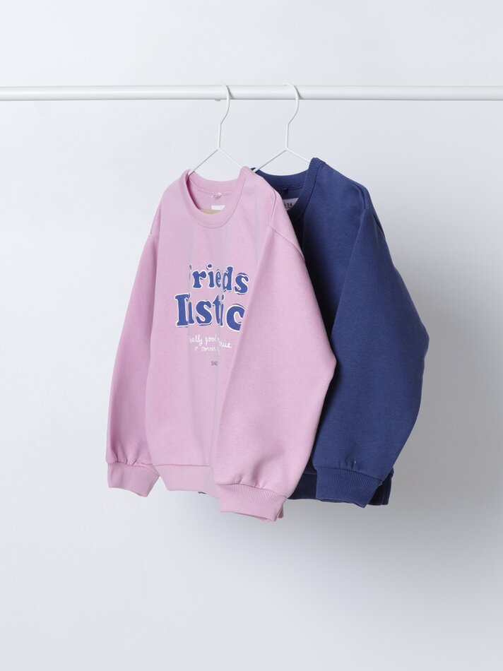 Conjunto com 2 moletons, um liso e outro estampado - Rosa Lilás