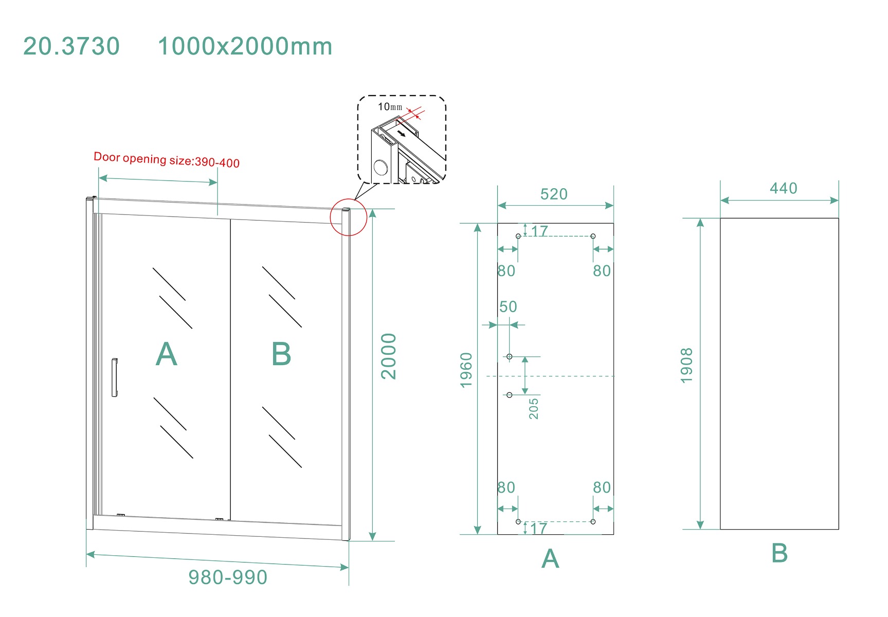 Mueller Manhattan schuifbare nisdeur 100x200cm mat zwart