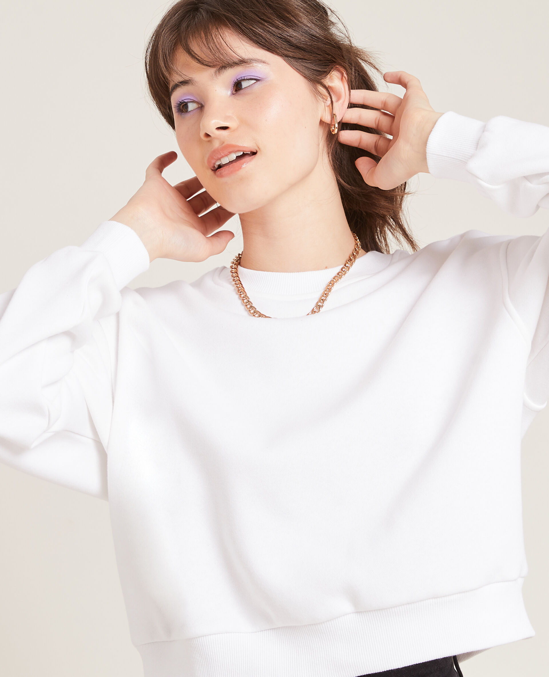Sweat court en molleton - Blanc