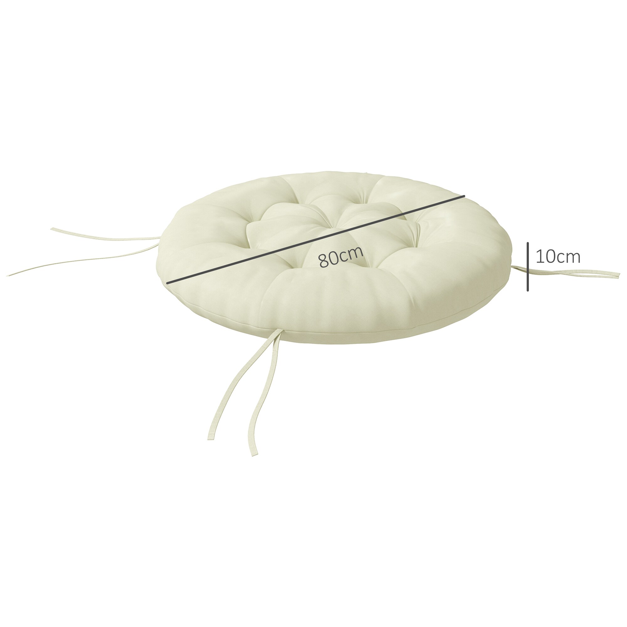 Outsunny Sitzkissen mit 10 cm dicker Polsterung beige Ø80 x 10H cm
