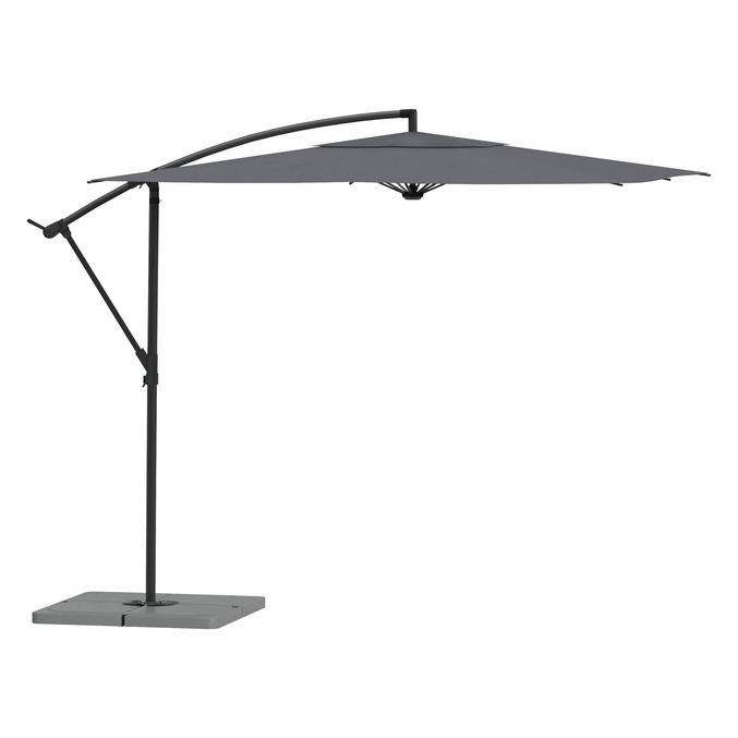 Parasol déporté carré MANOA Ardoise + 4 dalles de parasol STACIO