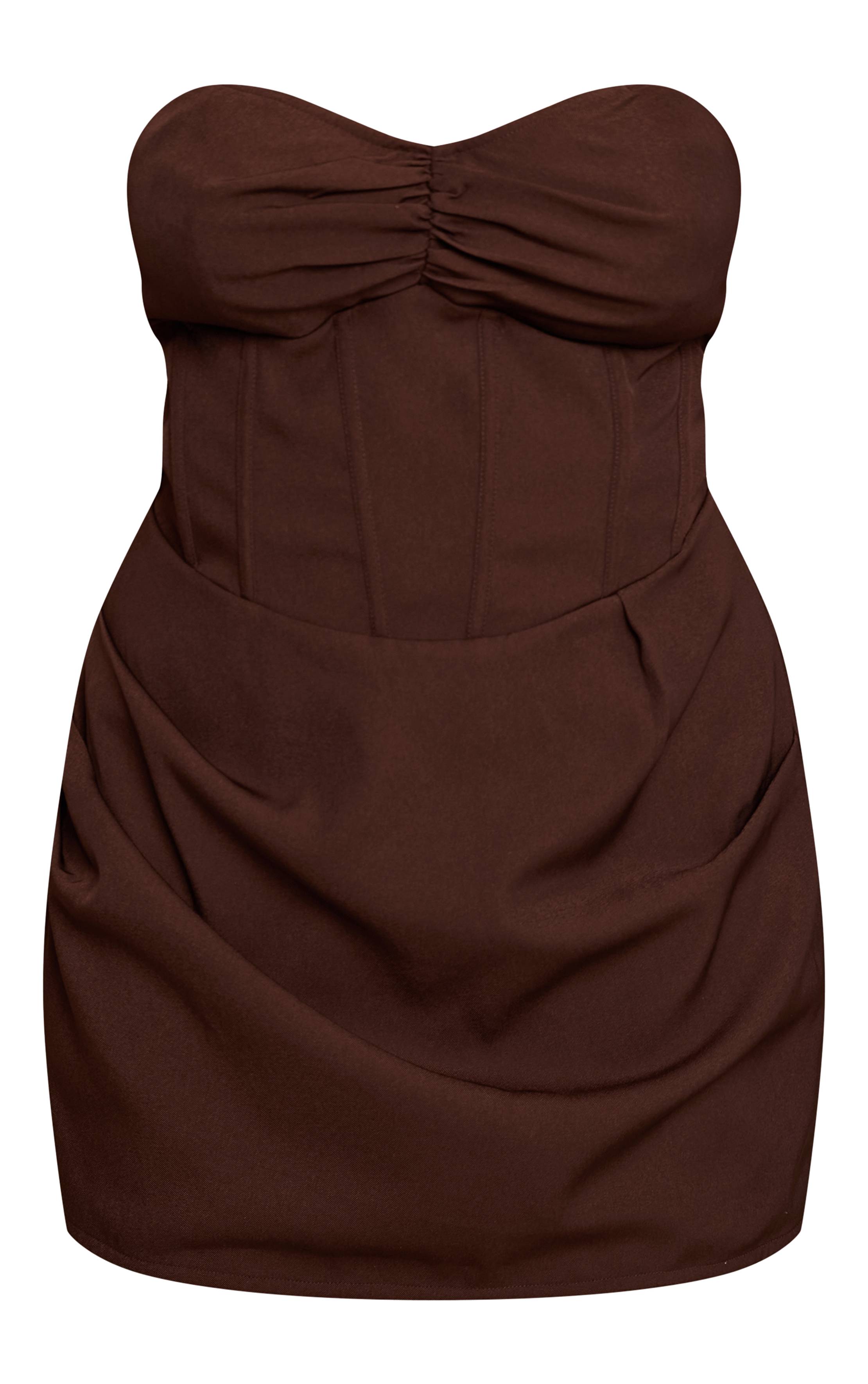 Chocolat Robe Mini Bandeau Corset Froncé Shape