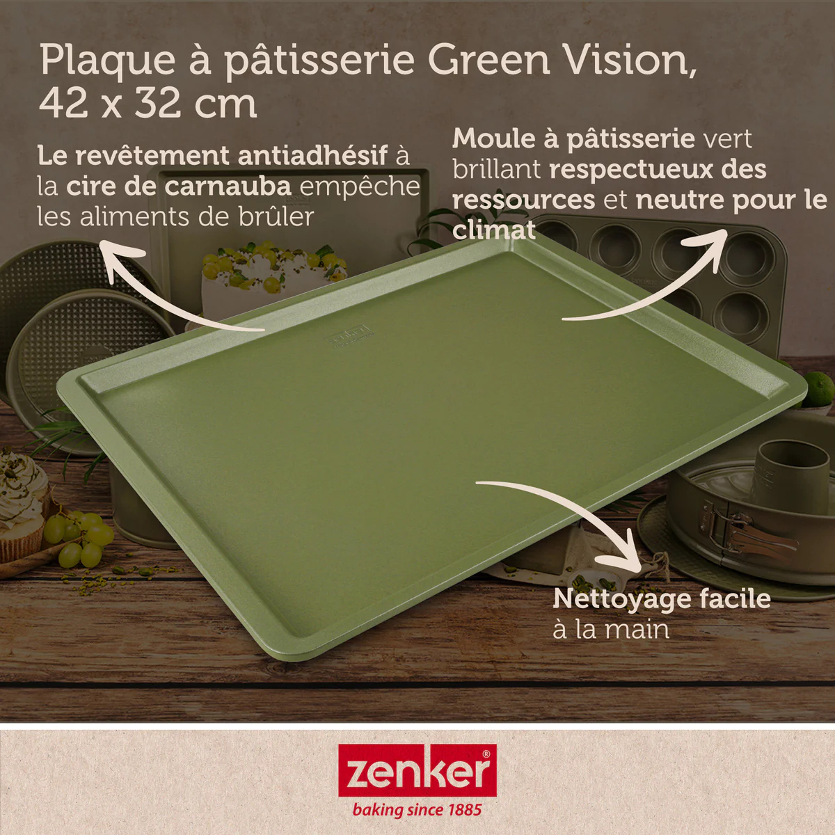Plaque à pâtisserie éco-responsable 42 x 32 cm Green Vision Zenker
