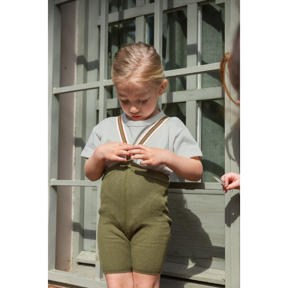 Køb Silly Silas Olive Striped Shorty Tights Med Seler