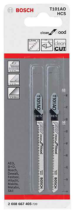 2 lames de scie sauteuse T courbe propre Bosch Bois