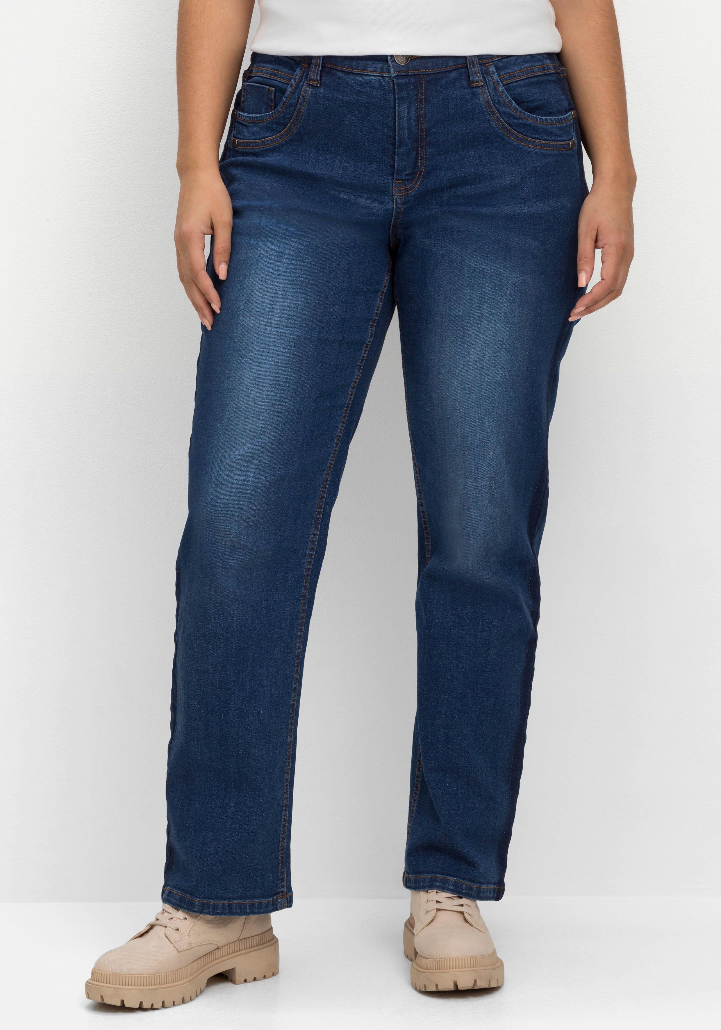Gerade Jeans in Curvy-Schnitt PIA mit Galonstreifen