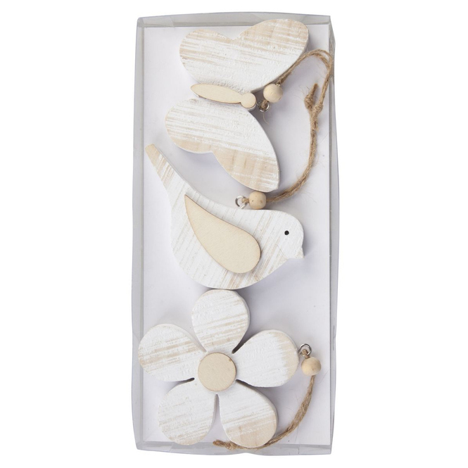 Dekohänger Frühling - aus Holz - ca. 8,5 x 6,5 x 1 cm / ca. 10 x 5 x 1 cm - 3 Stück