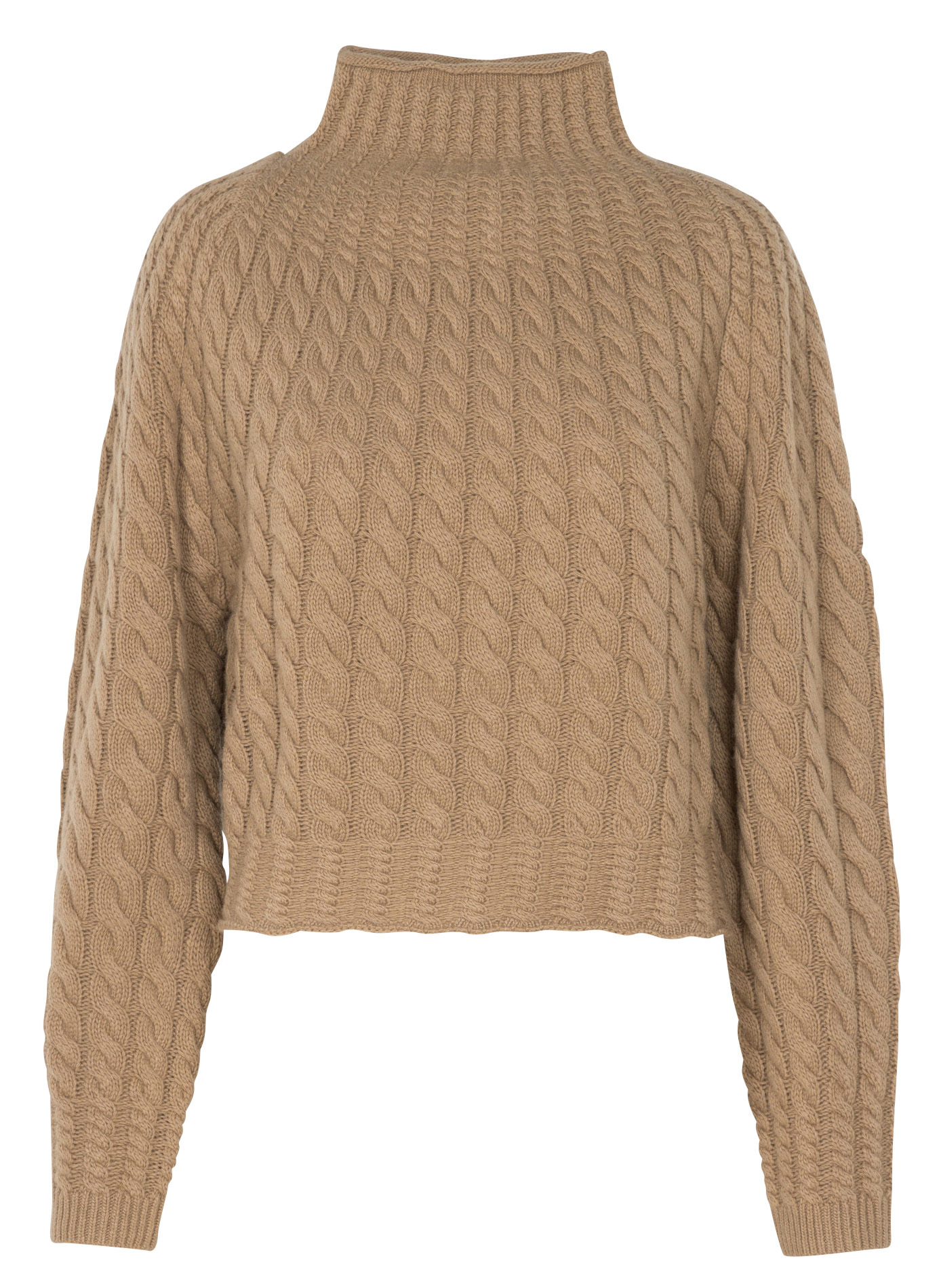 Pull col montant en laine mélangée | Beige
