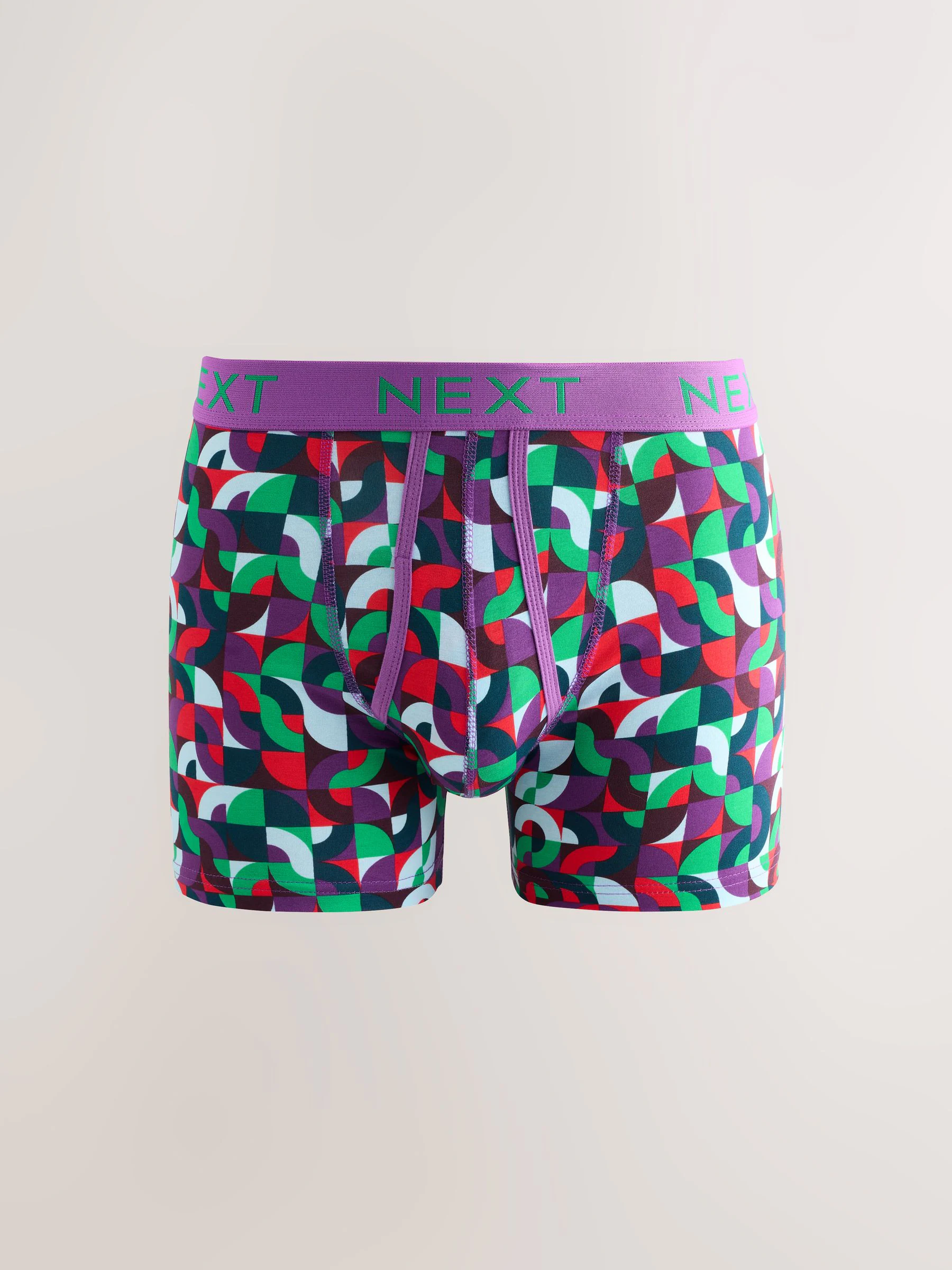 Helder Blauw/Oranje/Paars Cirkel Geo Print - Boxershorts met A-voorkant