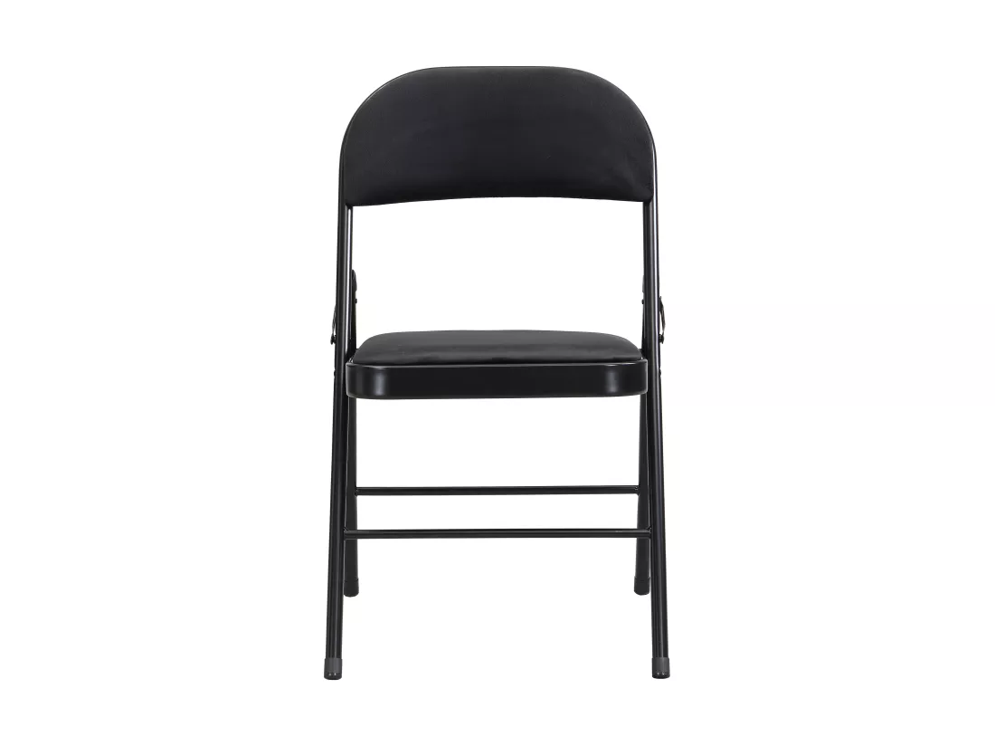 Lot de 2 chaises pliantes en velours et métal - Noir - ORTENSIA