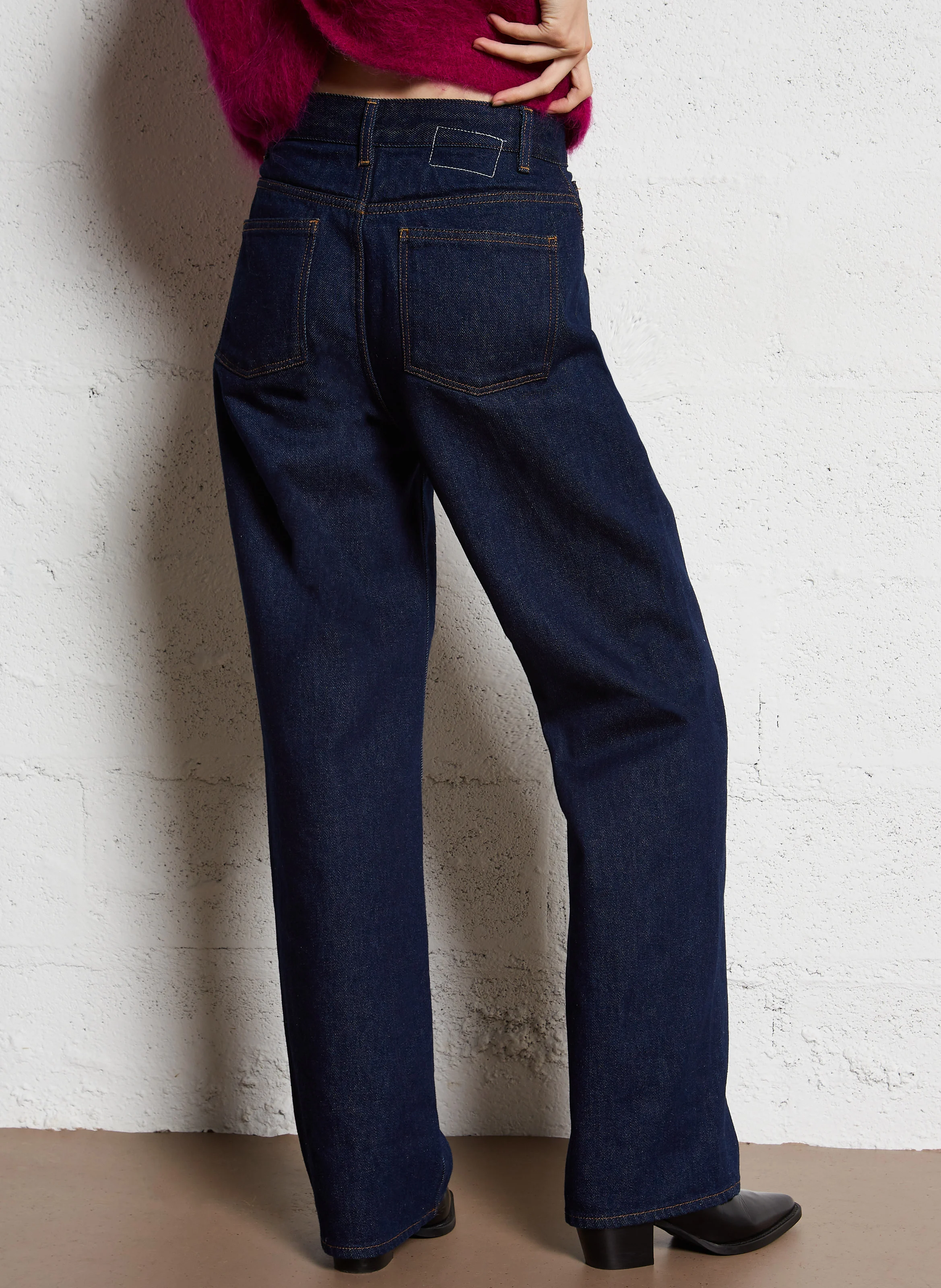 FRANCOIS - Jean droit taille haute en coton | Bleu