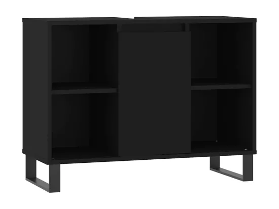 Armoire de salle de bain noir 80x33x60 cm bois d'ingénierie