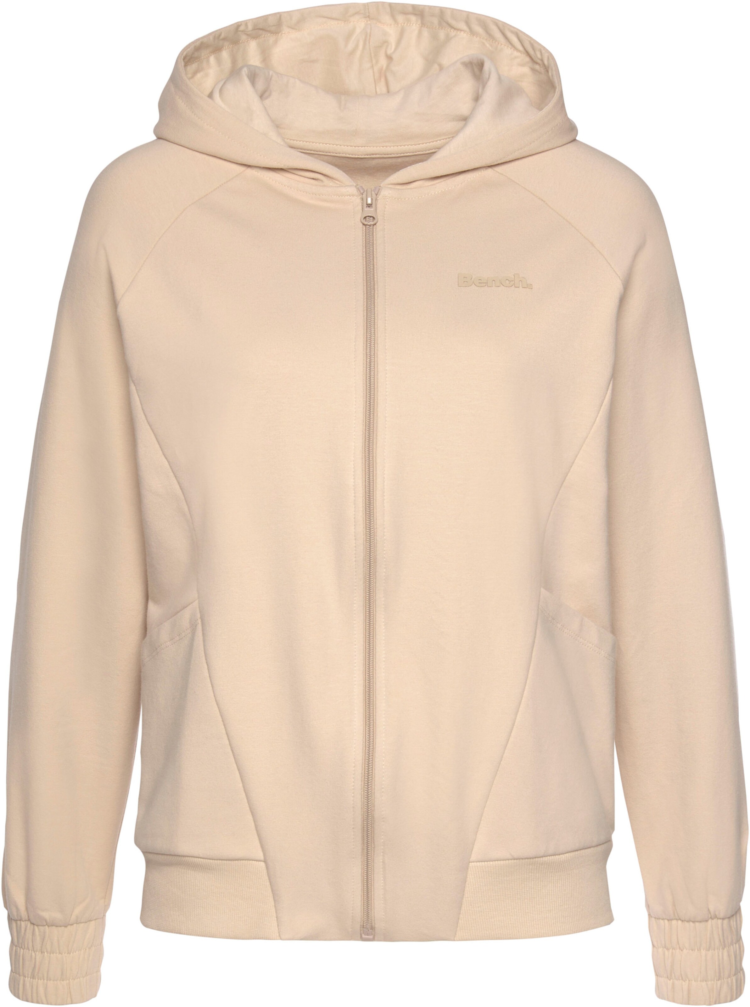Kapuzensweatjacke in beige