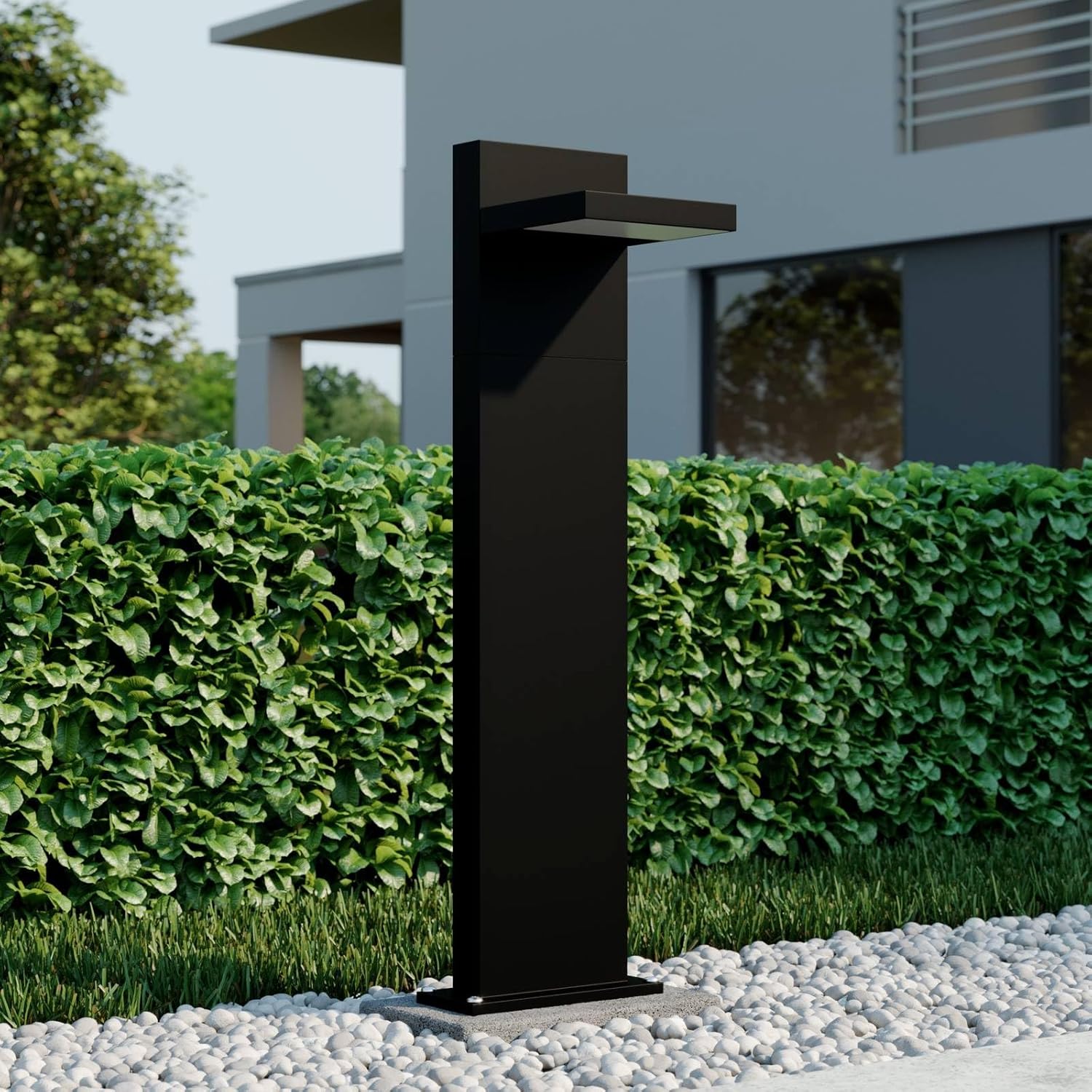 Lucande LED Außenleuchte Silvan (Modern) in Schwarz aus Aluminium (1 flammig,) - Wegeleuchte Pollerleuchte Wegelampe Sockelleuchte
