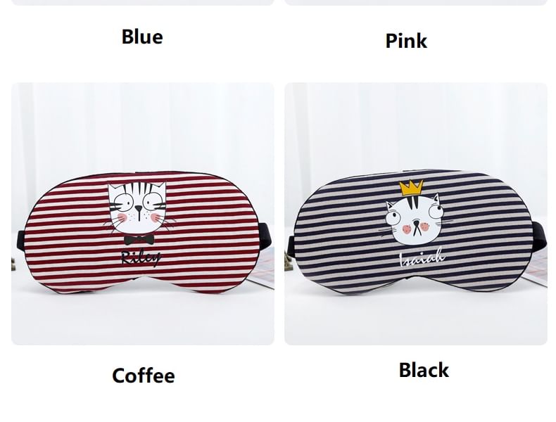 Eranso - Gestreept slaapmasker met kattenmotief (verschillende designs) / Koelmat