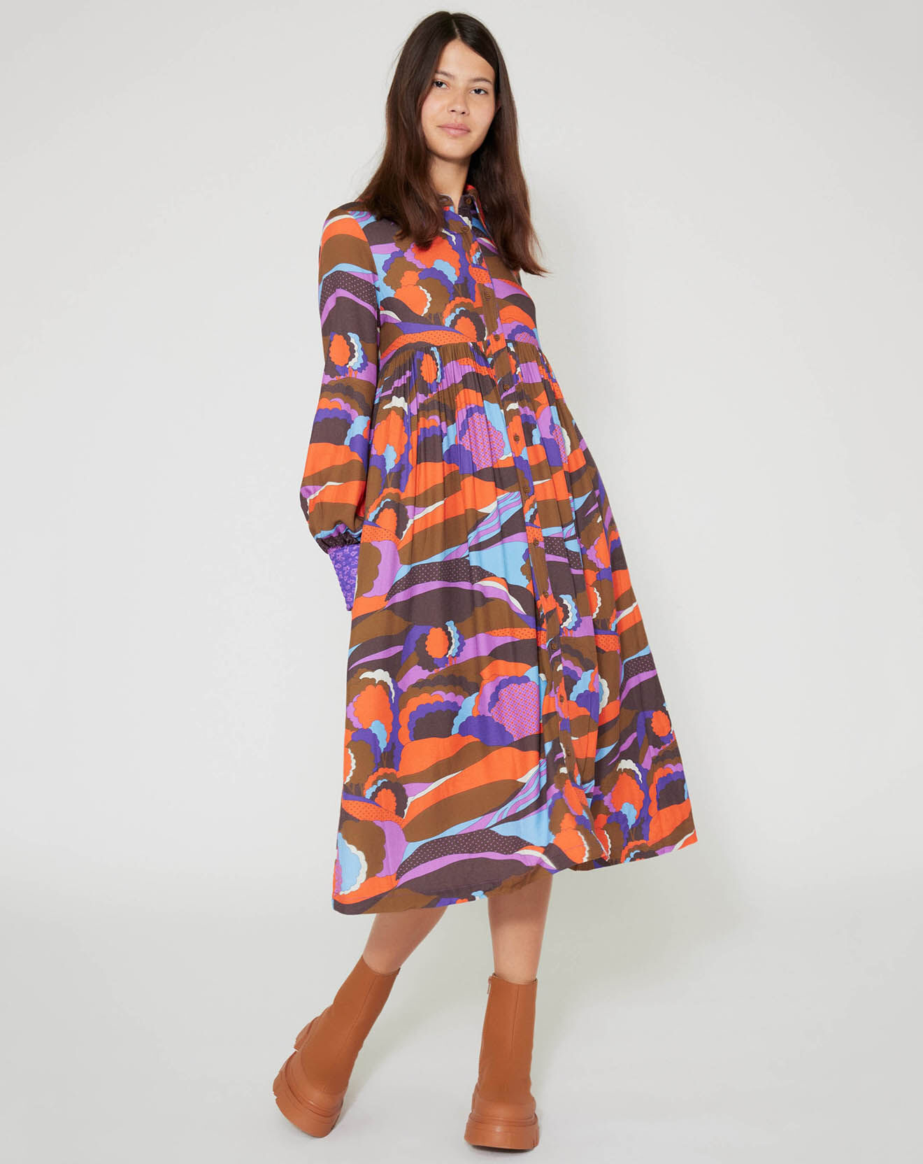 Manoush Robe Purple Country print lilas