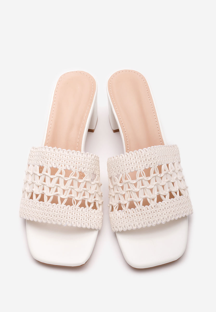 Mules à talon épais blancs Meteia
