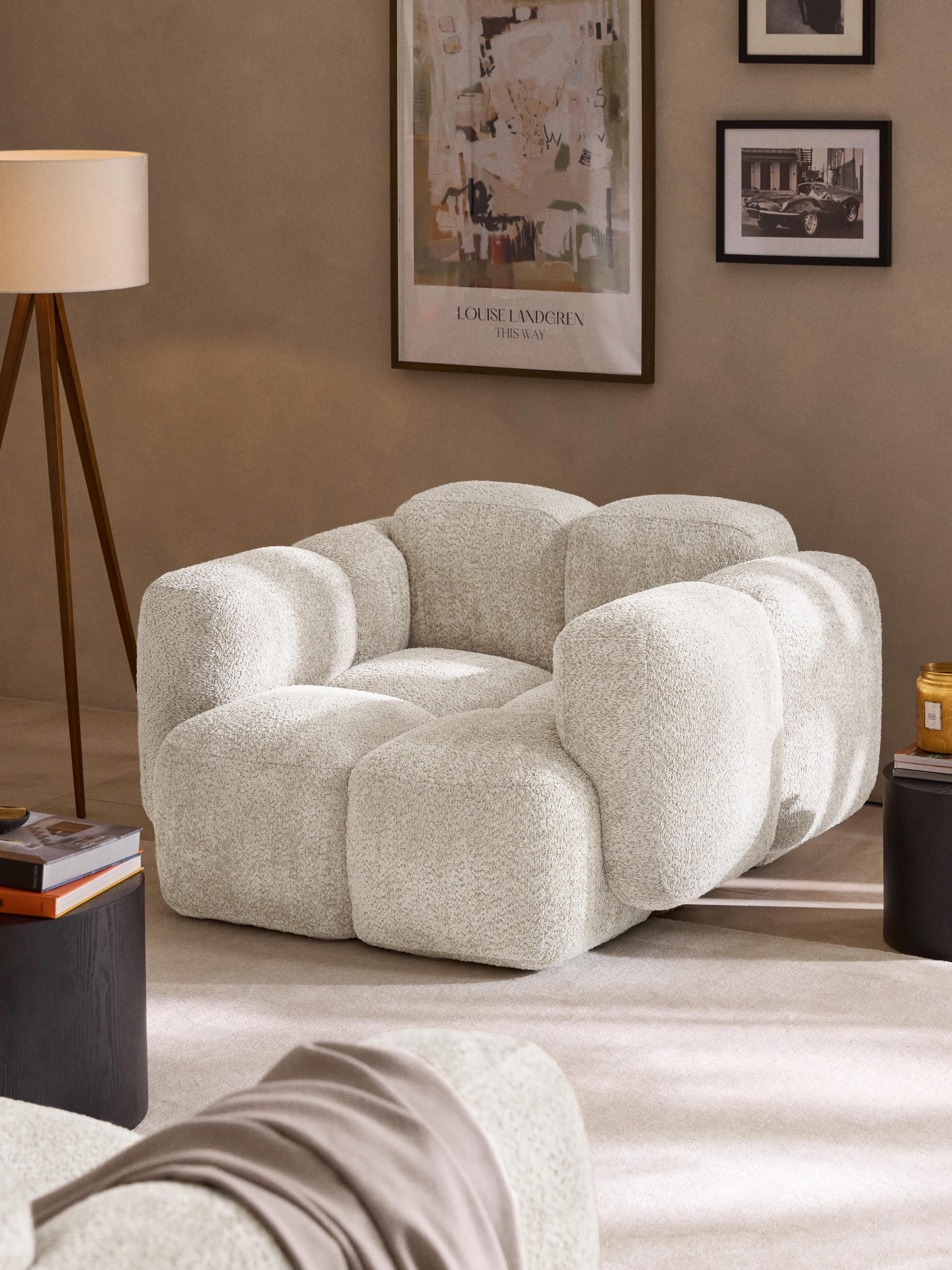 Loungefauteuil Tayla van teddy bouclé