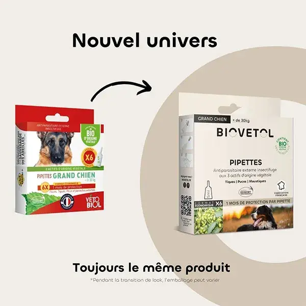 Biovetol - Antiparasitário - Pipetas Orgânicas para Cães de Grande Porte - 5ml (x6)