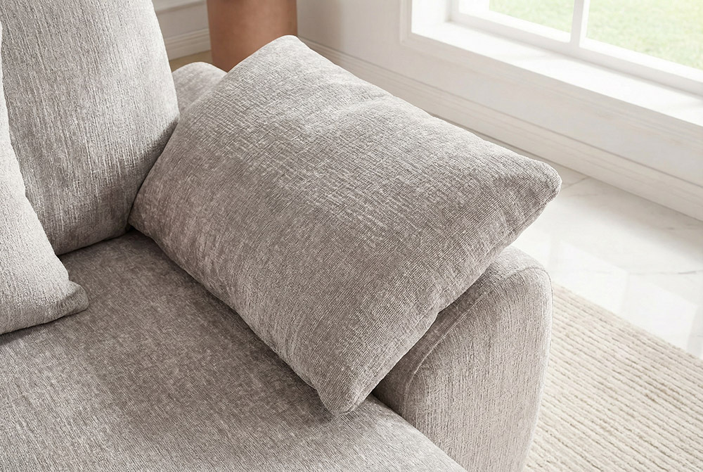 Stilvolles Sofa SOHO 225cm beige Chenille 3-Sitzer Couch mit Wellenunterfederung