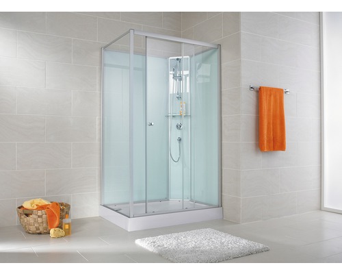 SCHULTE Ibiza complete douche-unit, rechtsdraaiend, 80 x 120 x 204 cm, aluminiumkleur