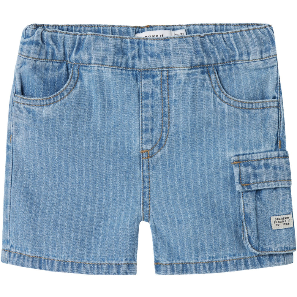 Køb Name It Light Blue Denim Stripes Ryan Jogger Denim Shorts