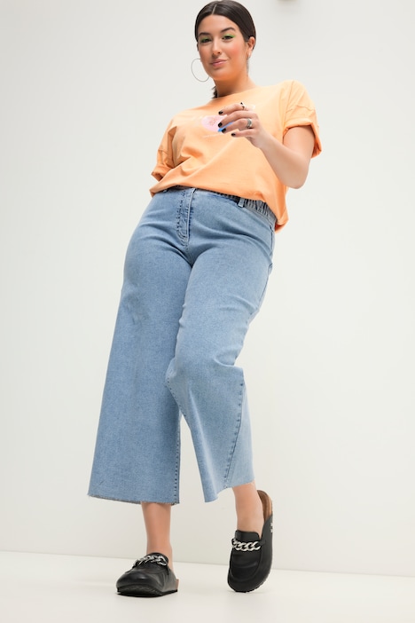 Culotte-Jeans, Wide Legs, cutted Saum