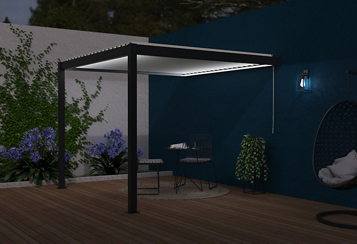 Eclairage d'extérieur 2 bandeaux LED Cameo dans profilé alu gris 7016S 3 m