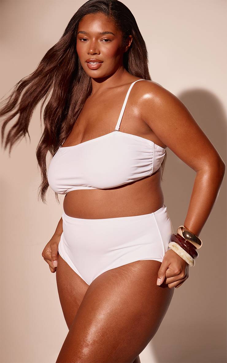 Blanc Haut De Bikini Bandeau Basique Grande Taille