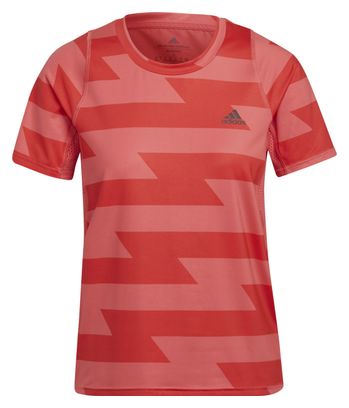 Maillot manches courtes adidas Run Fast Rouge Femme