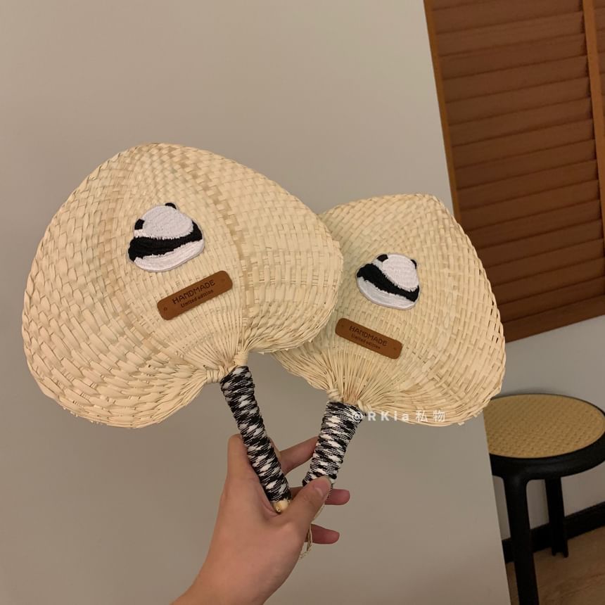 Minbrogy - Panda geborduurde strogeweven handwaaier