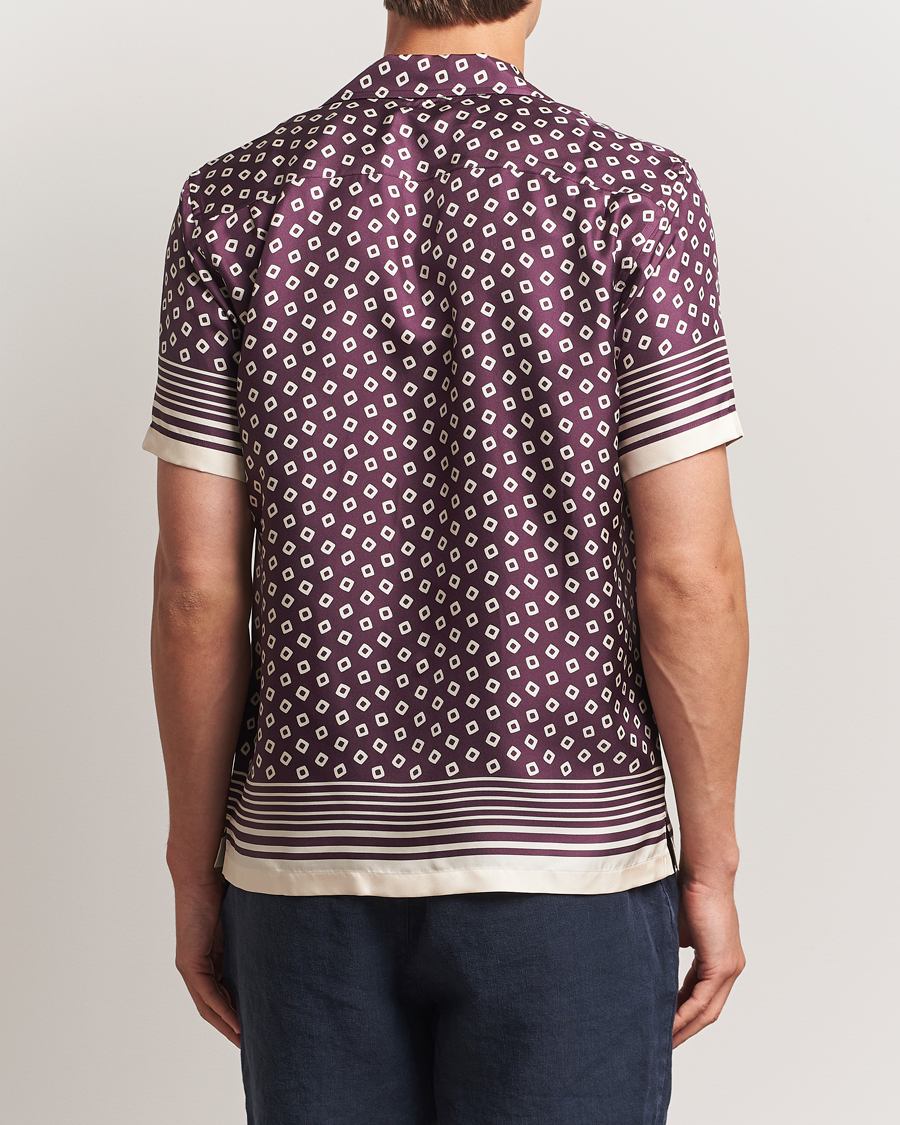 Orlebar Brown Maitan Silk Lumina Short Sleeve Shirt Damson/Latte
