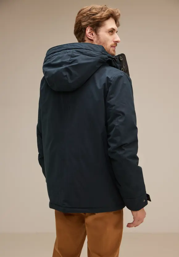 Winterjacke mit Kapuze - black blue