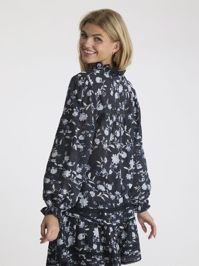 Neo Noir Lyla Night Flower Blouse Navy