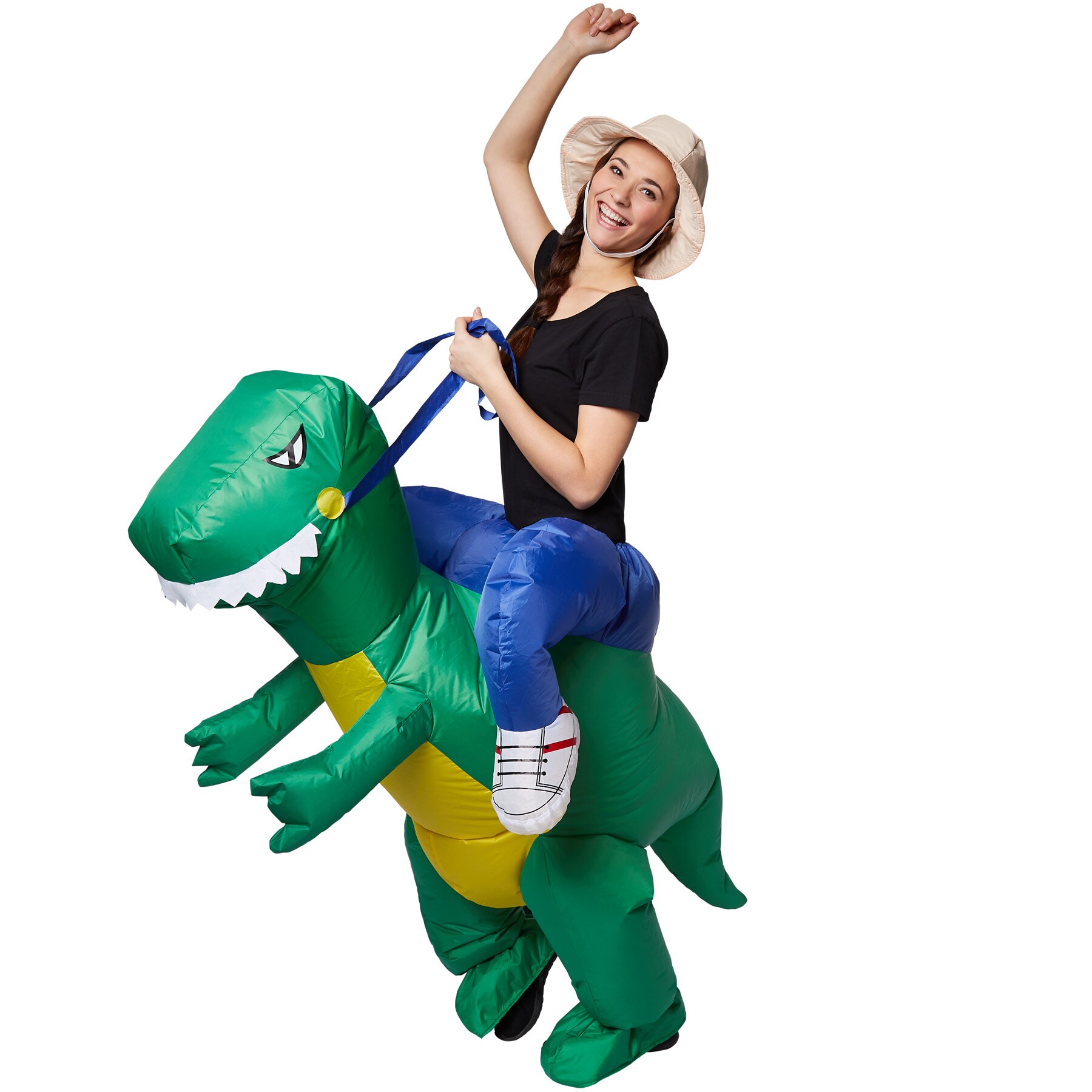 tectake® Selbstaufblasbares Aufsitzkostüm Dinosaurier