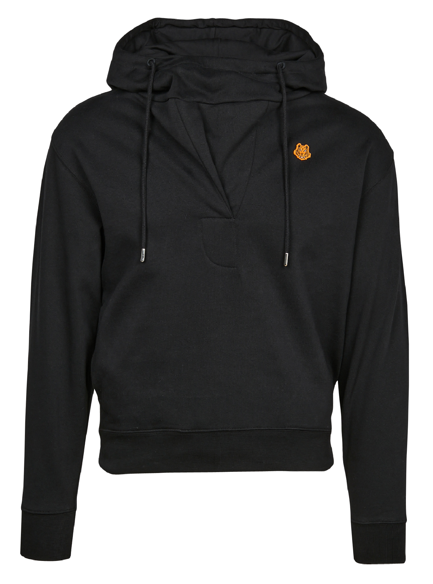 Sweat à capuche col montant en coton | Noir