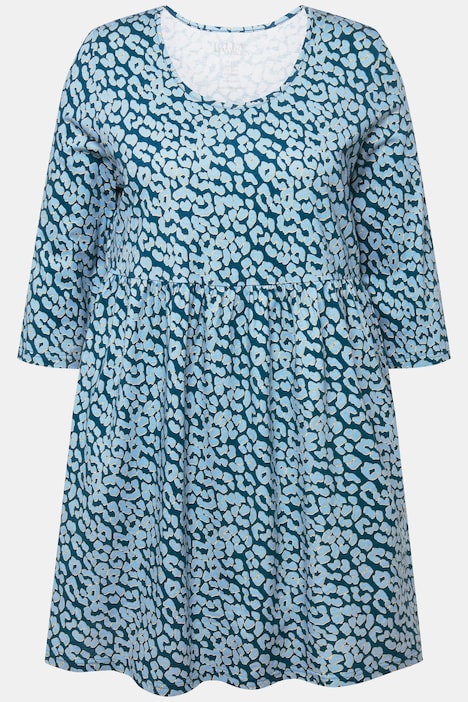 Longshirt, Leomuster, A-Linie, Rundhals, 3/4-Arm