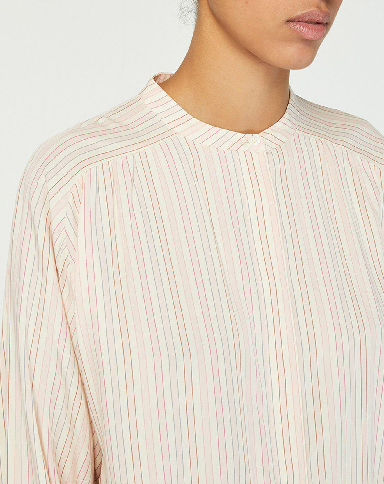 Galeries Lafayette Chemise droite Enola à rayures blanc/rose pâle