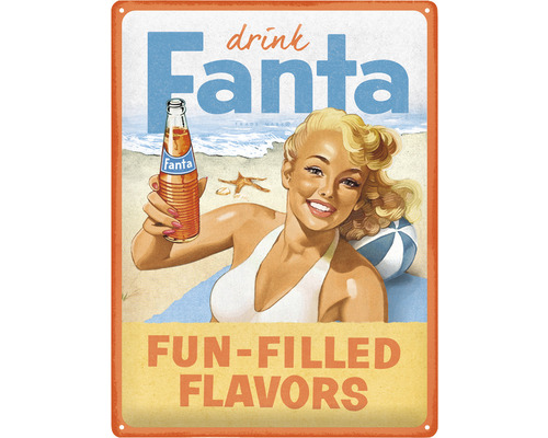 Blikken bord Fanta Beach Girl 30x40 cm