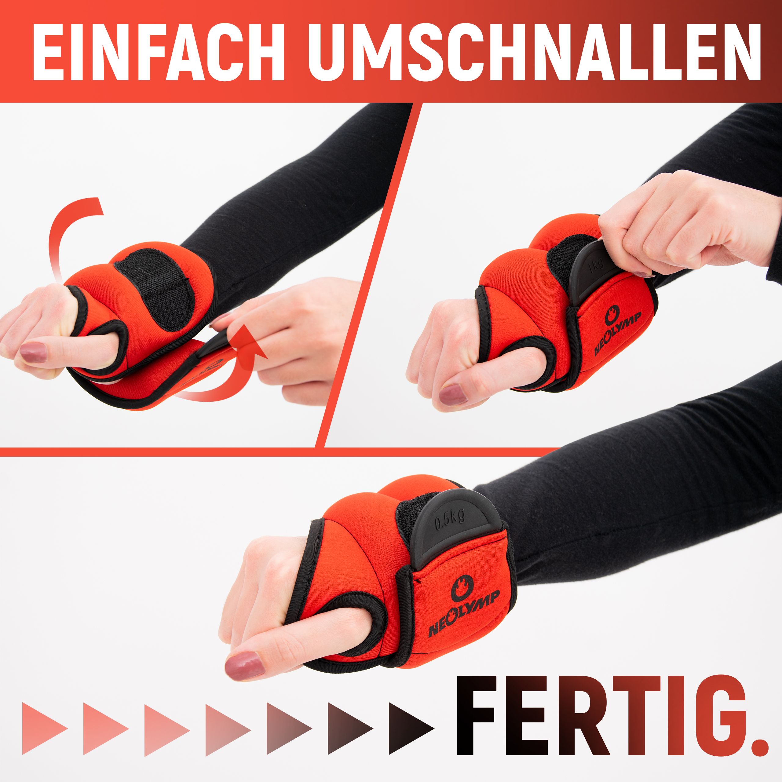 NEOLYMP 2er Set Gewichtsmanschetten Hand 1,5 KG